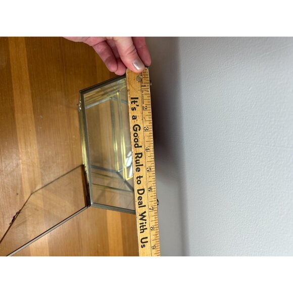 Vintage brass and glass mirrored curio cabinet minis crystals Knick wall shelf - Picture 6 of 8